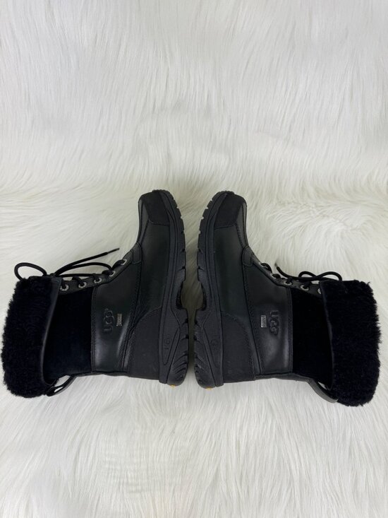 Men’s UGG Butte Waterproof Leather Lace Up Boots Shearling Vibram Sz 7.5 Black main image 8